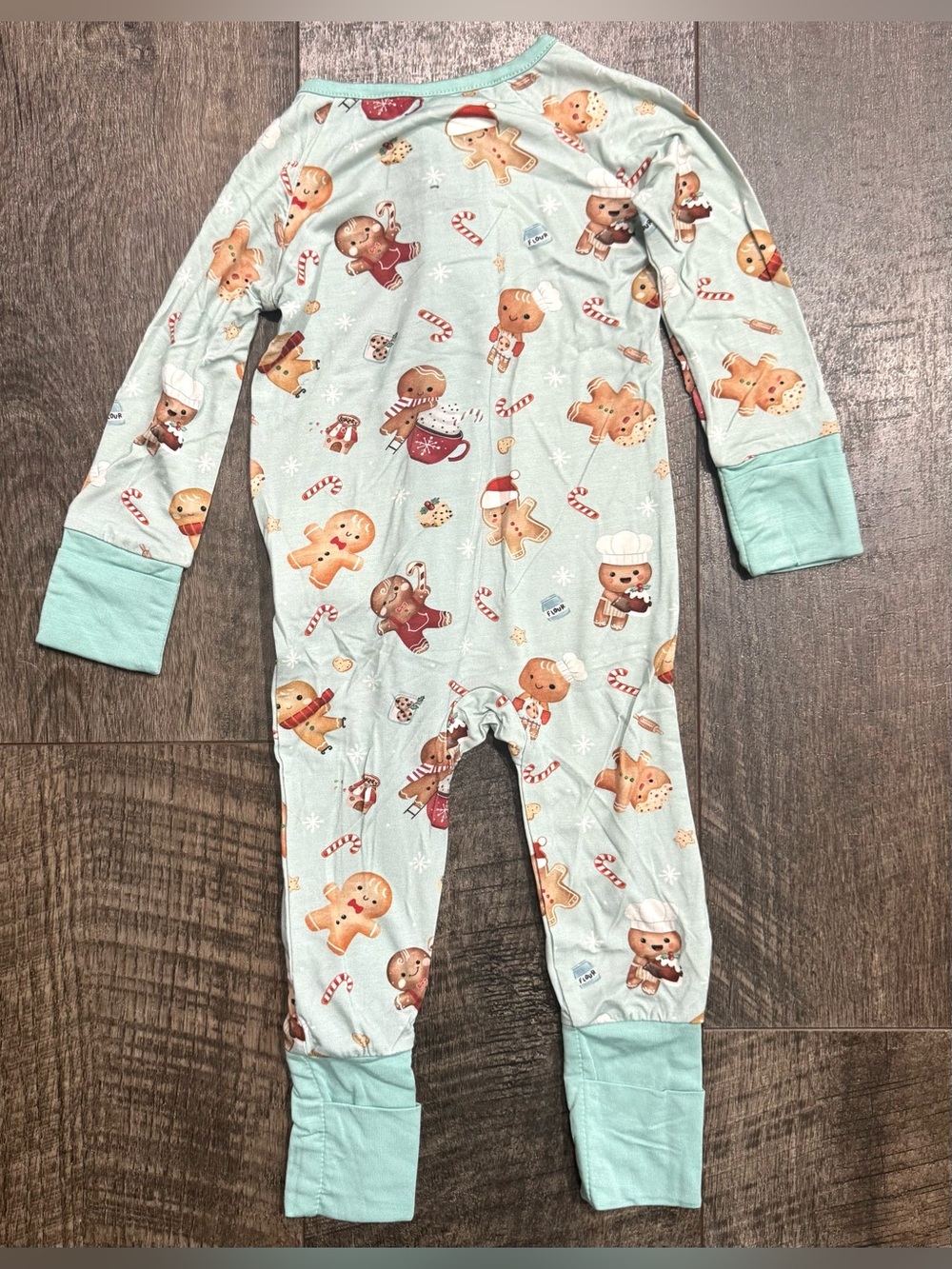 Bamboo Zipper Sleeper Christmas Print • Gingerbread Man • size 0-3 m